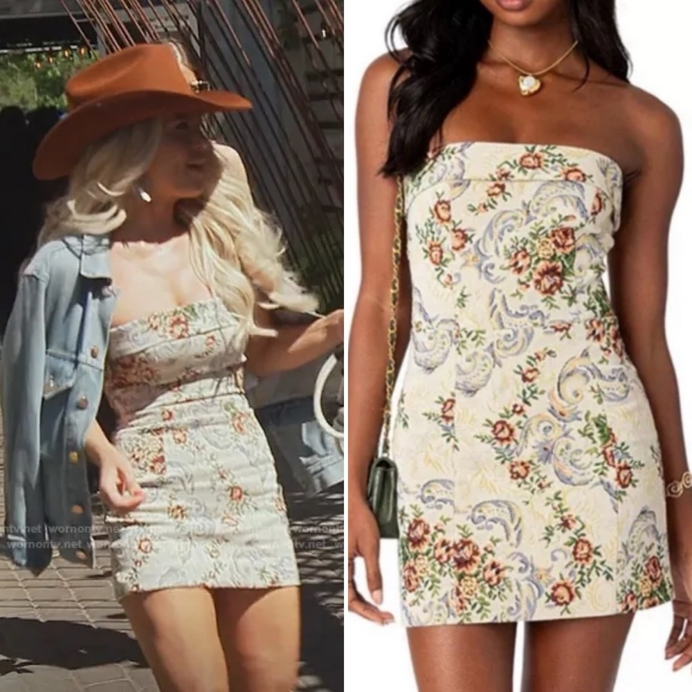 Edikted Floral Tapestry Strapless Mini Dress As Seen TV - Madison Southern Charm